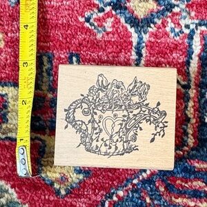 Floral Teapot Wooden Stamp